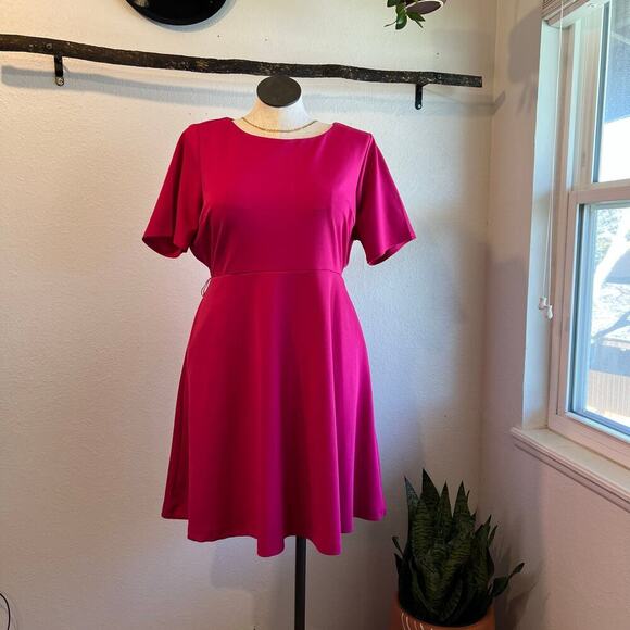 Beauticurve X Lane Bryant Pink Short Sleeve Fit & Flare Spring Dress Size 16 - Picture 2 of 15